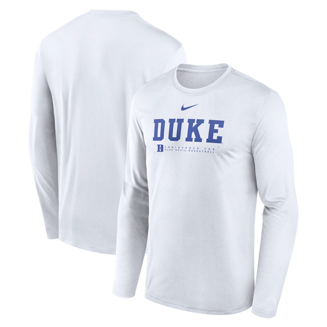 Men's White Duke Blue Devils 2025 Courtside Basketball Shootaround Legend Dri-FIT Long Sleeve T-Shirt